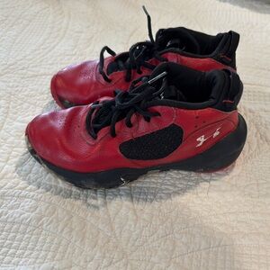 Kids Under Armour Red and Black Athletic Shoes